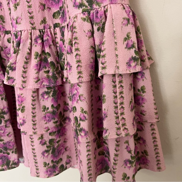 Loveshackfancy Tiered Floral Mini Skirt Blushing Pink Ruffle Coquette Size Small - Picture 8 of 12